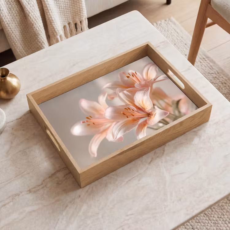 Dienblad - Lelies - Meeldraden - Roze - Wazig — 2