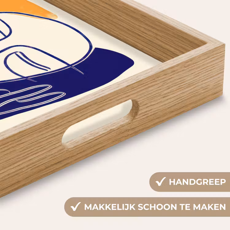 Dienblad - Minimalistisch - Gezicht - Hand - Oranje - Blauw — 5