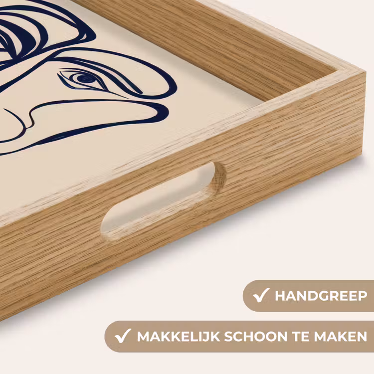 Dienblad - Minimalistisch - Lijnillustratie - Beige - Donkerblauw — 5