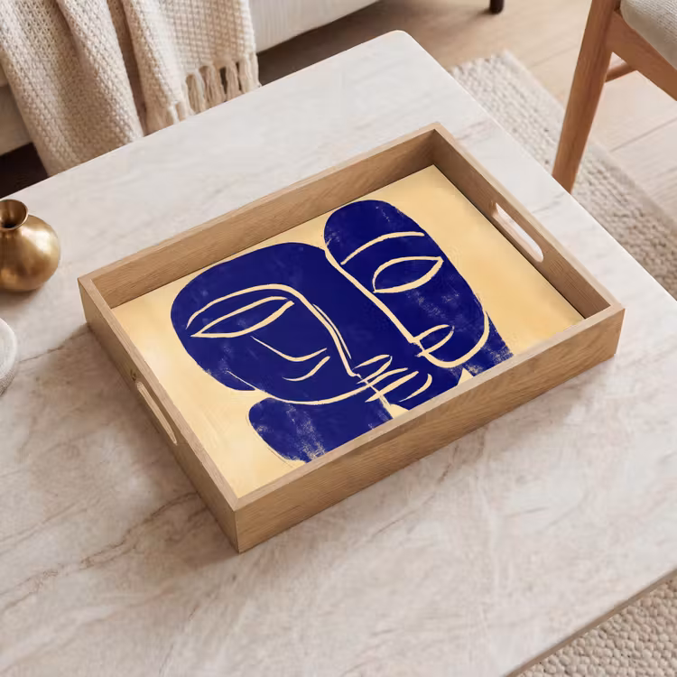 Dienblad - Okergeel - Blauw - Eenvoudige lijnen — 2