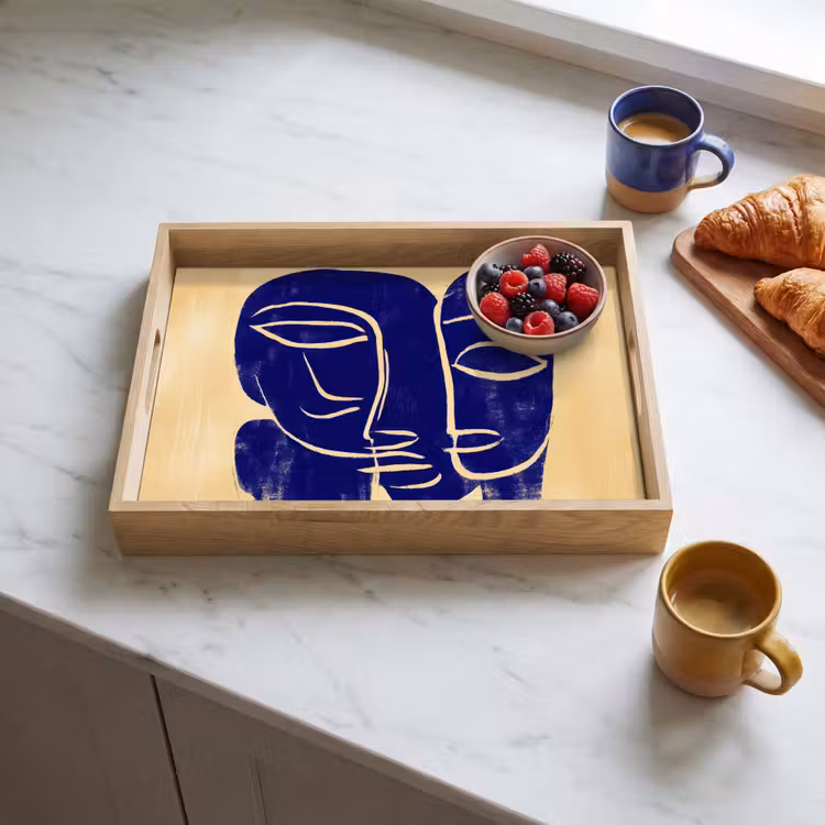 Dienblad - Okergeel - Blauw - Eenvoudige lijnen — 4