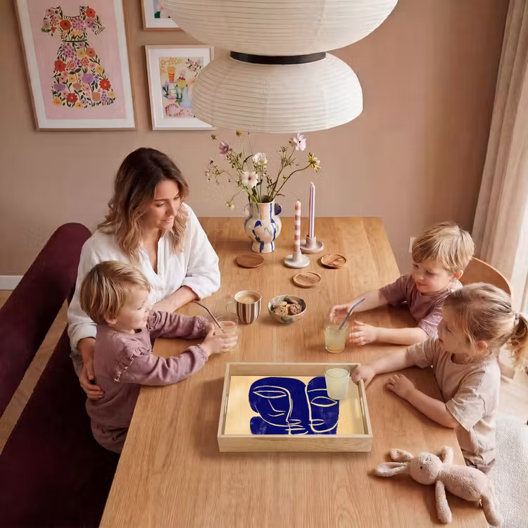 Dienblad - Okergeel - Blauw - Eenvoudige lijnen — 7