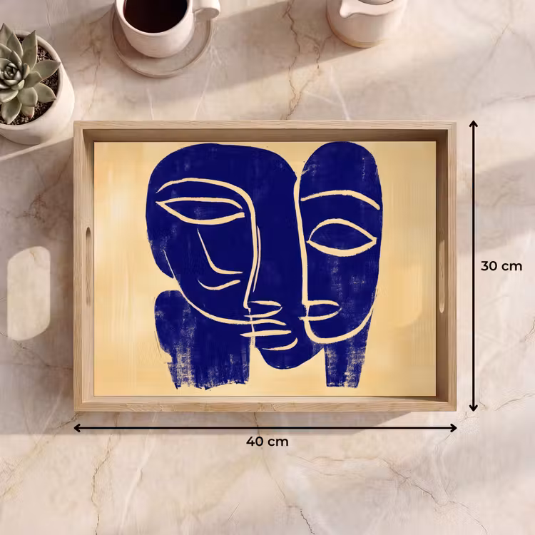 Dienblad - Okergeel - Blauw - Eenvoudige lijnen — 9