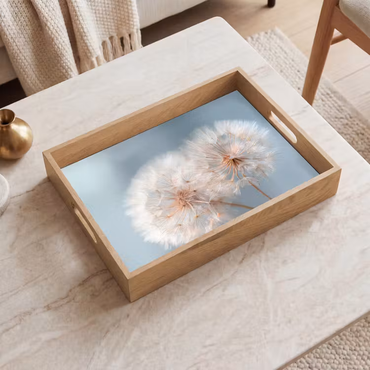 Dienblad - Paardenbloemen - Pluisjes - Wit — 2