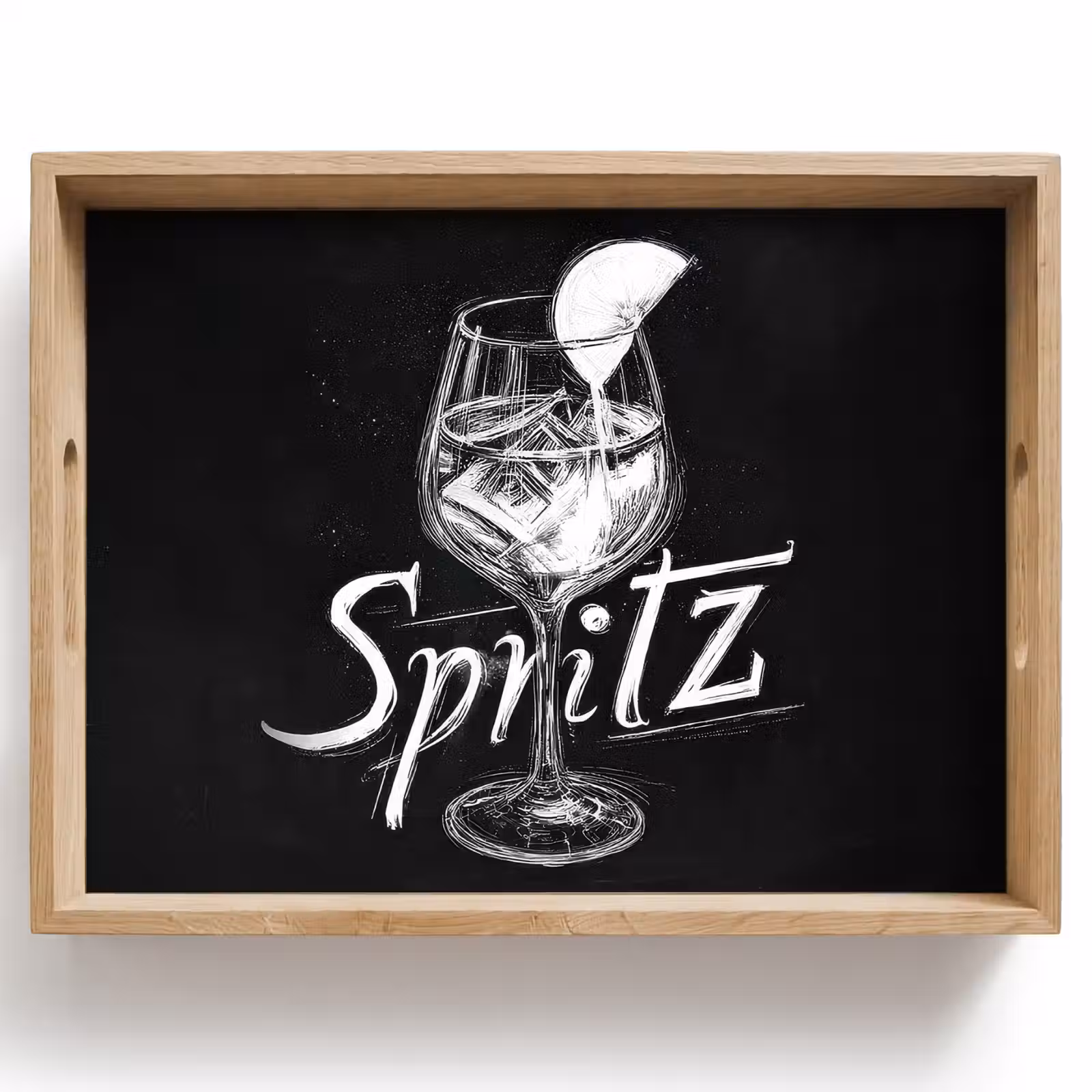 Dienblad - Glas spritz - Krijtletters - Ijsblokjes - Citroen — 1