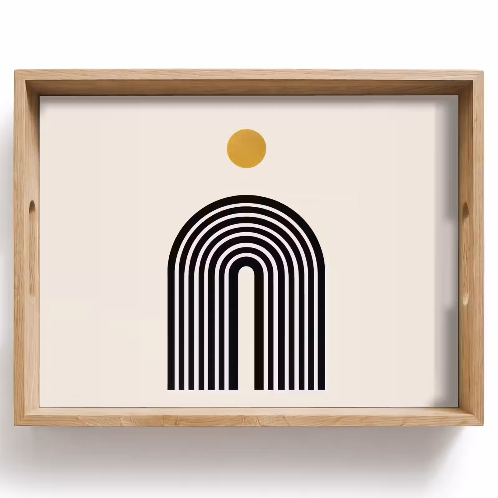 Dienblad - Minimalistisch - Zwarte boog - Gouden cirkel — 1
