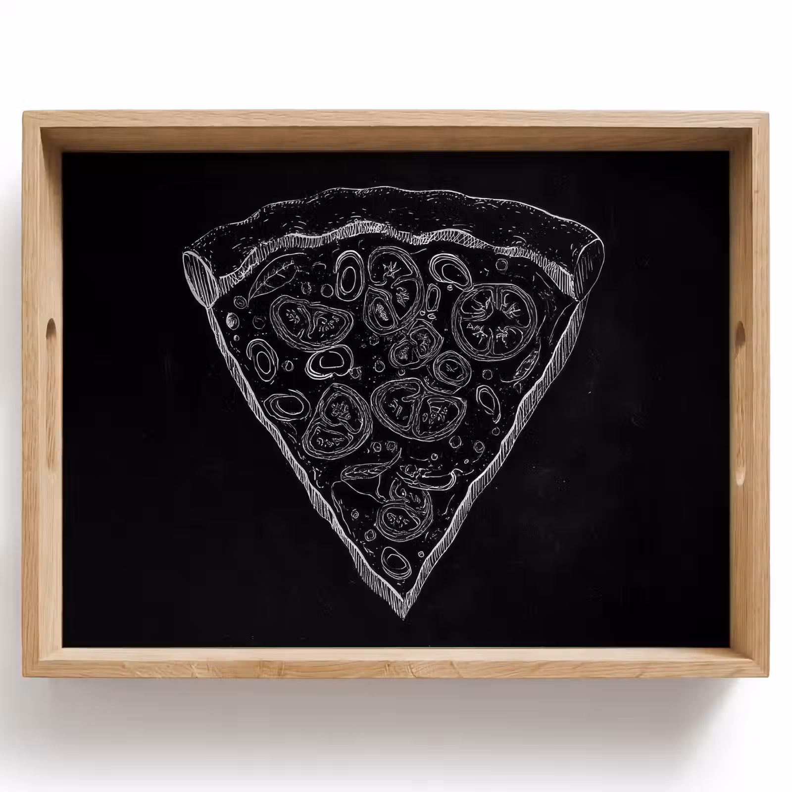 Dienblad - Pizzapunt - Toppings - Krijttekening — 1