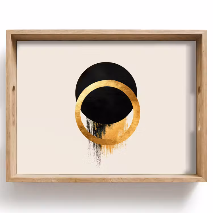 Dienblad - Abstract ontwerp - Zwarte cirkel - Verfvlekken — 1