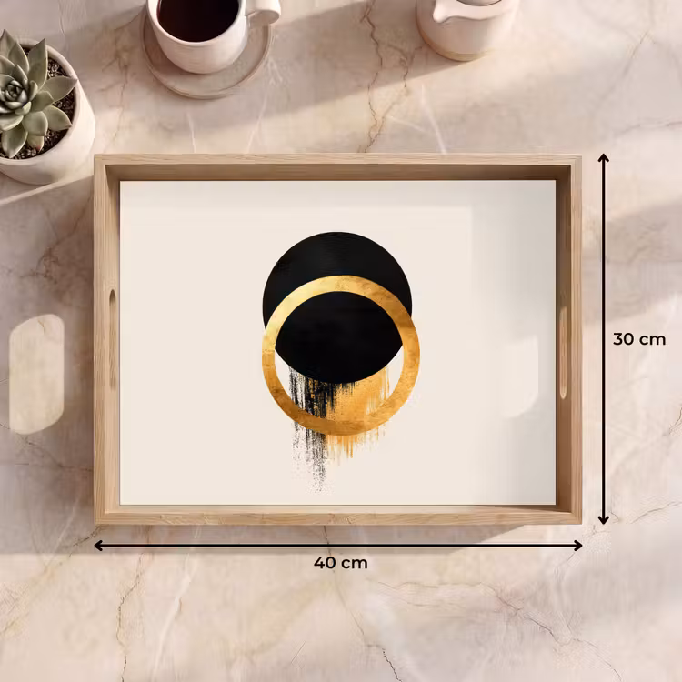 Dienblad - Abstract ontwerp - Zwarte cirkel - Verfvlekken — 9