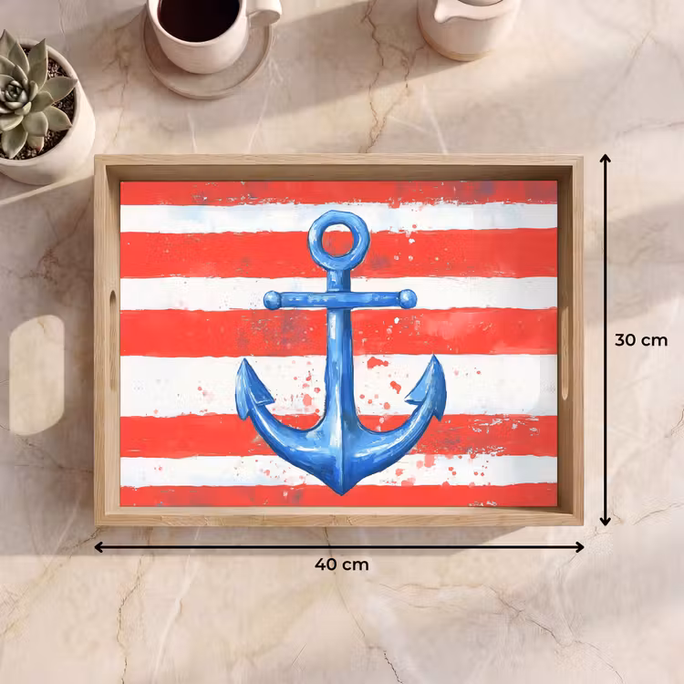 Dienblad - Anker - Verfspatten - Rood - Blauw — 9