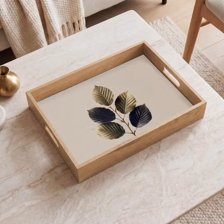 Dienblad - Beukenbladeren - Bruin - Groen - neutraal — 2