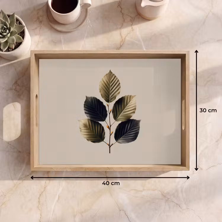 Dienblad - Beukenbladeren - Bruin - Groen - neutraal — 9