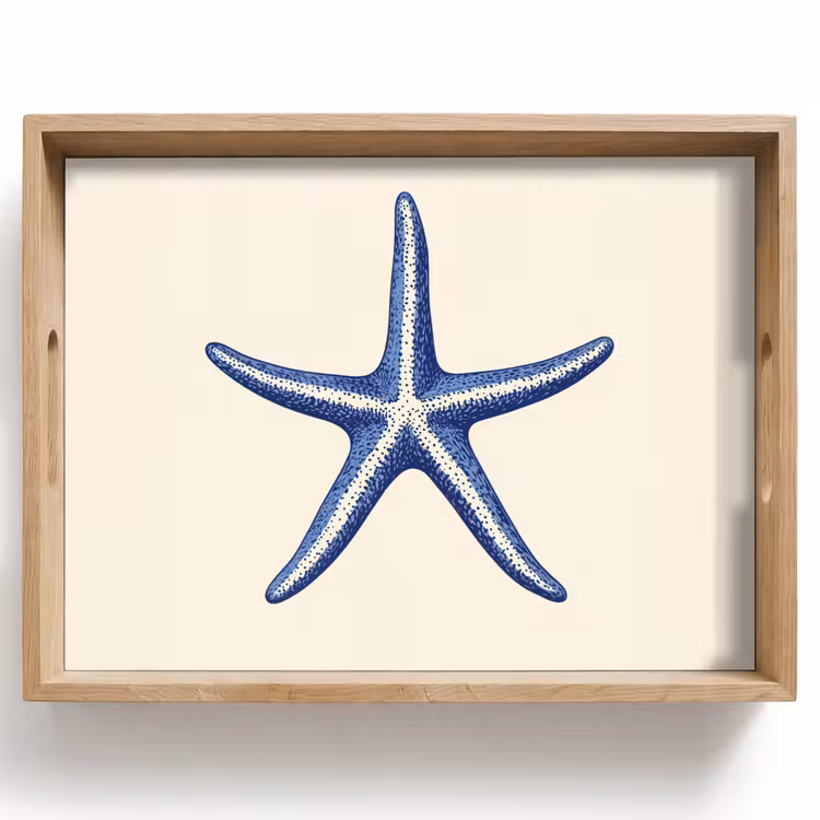 Dienblad - Blauwe zeester - Minimalistisch - Beige — 1