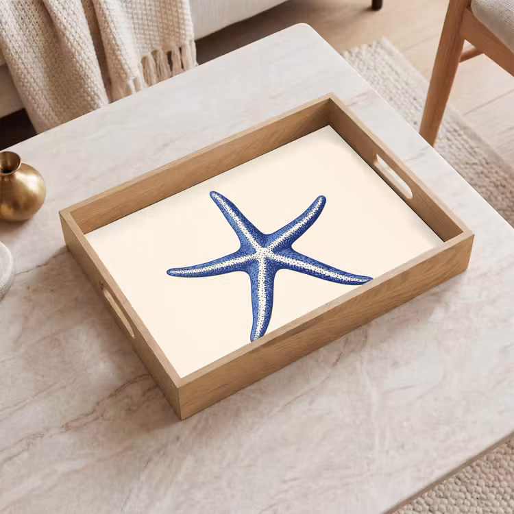 Dienblad - Blauwe zeester - Minimalistisch - Beige — 2