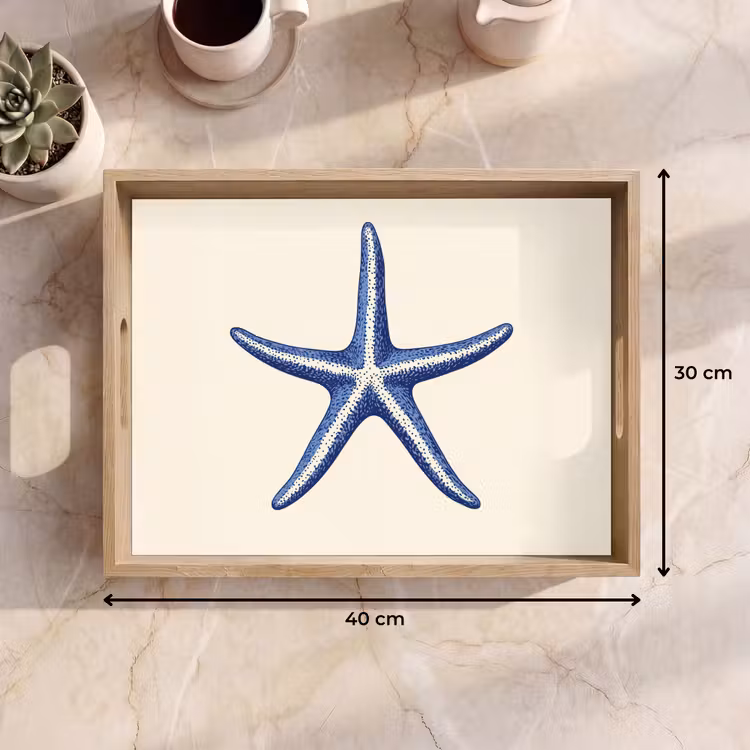 Dienblad - Blauwe zeester - Minimalistisch - Beige — 9