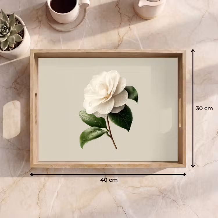 Dienblad - Cameliabloem - Wit - Groen — 9