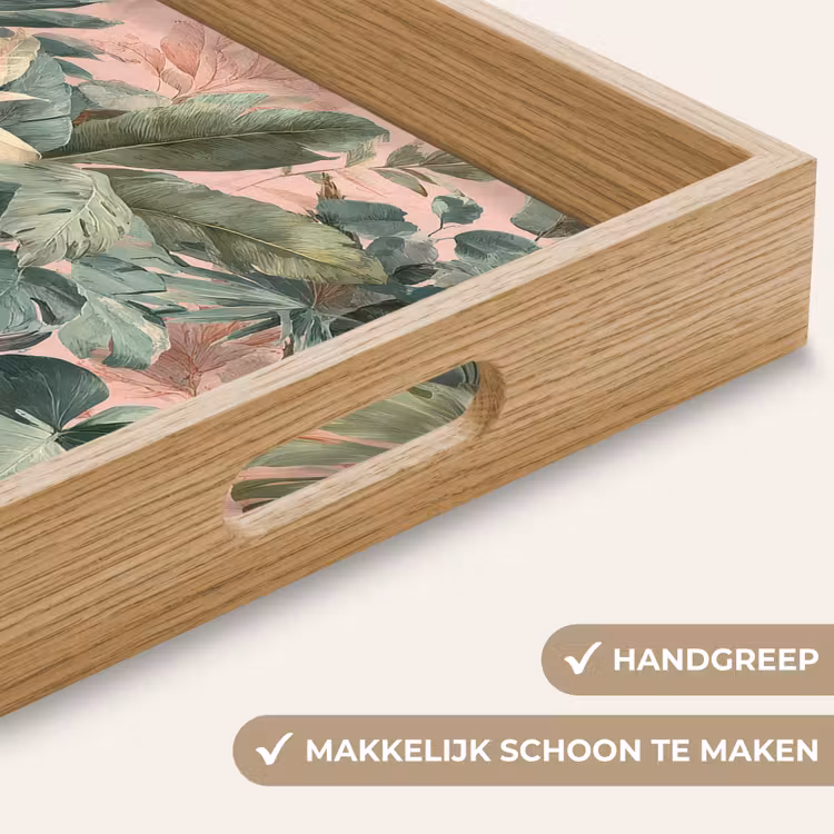 Dienblad - Compositie van bladeren - Groen - Roze — 5
