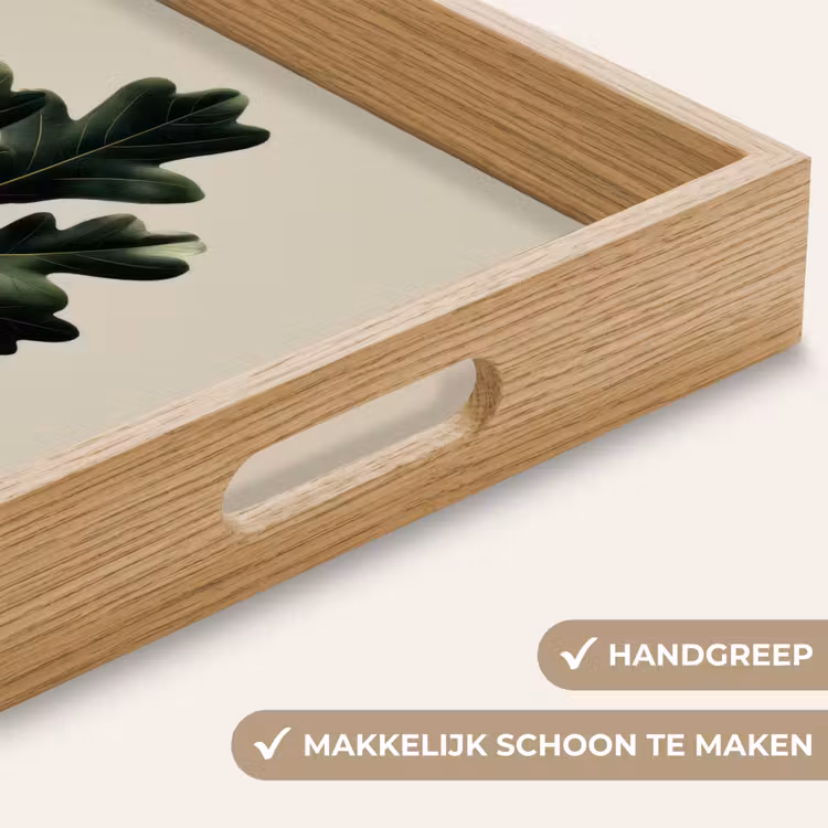 Dienblad - Eikenbladeren - Beige - Groen - Golvende randen — 5