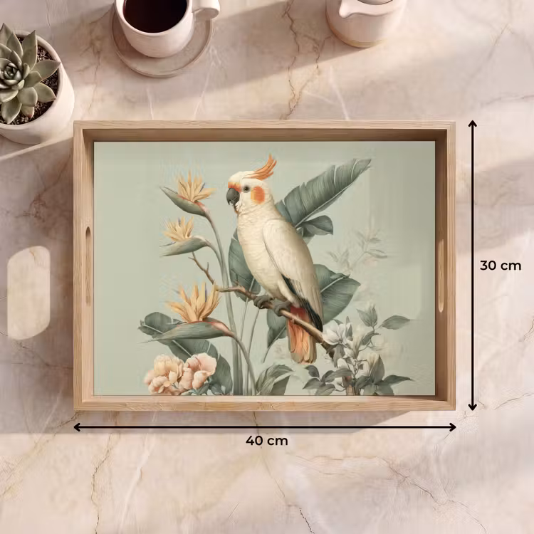 Dienblad - Gele kuifkaketoe - paradijsvogelbloemen - Groen — 9