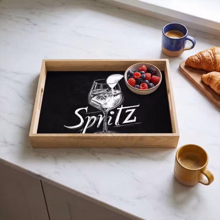 Dienblad - Glas spritz - Krijtletters - Ijsblokjes - Citroen — 4