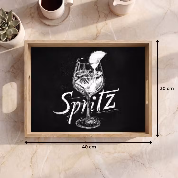 Dienblad - Glas spritz - Krijtletters - Ijsblokjes - Citroen — 9