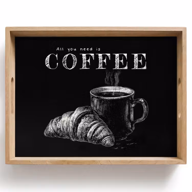 Dienblad - Koffie - Croissant - Tekst — 1