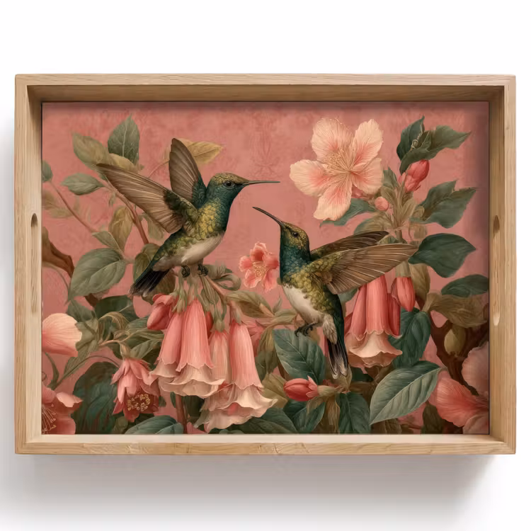 Dienblad - Kolibries - Bloemen - Groen - Roze — 1