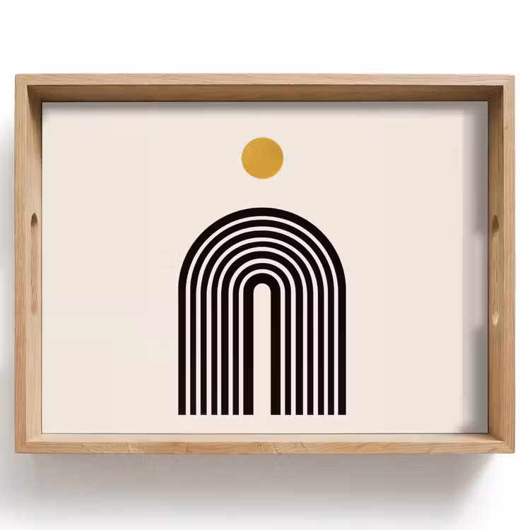 Dienblad - Minimalistisch - Zwarte boog - Gouden cirkel — 1