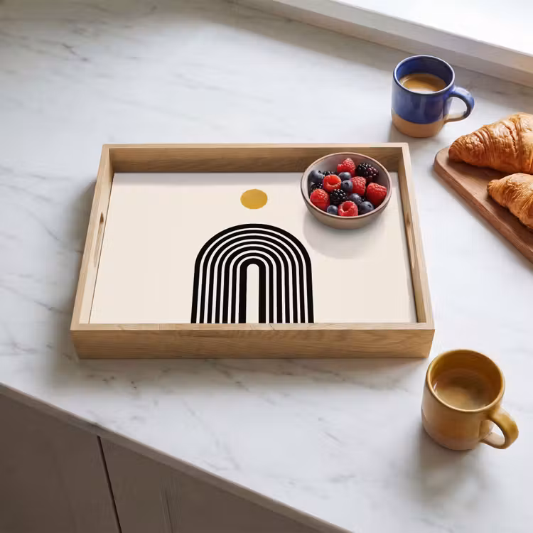 Dienblad - Minimalistisch - Zwarte boog - Gouden cirkel — 4