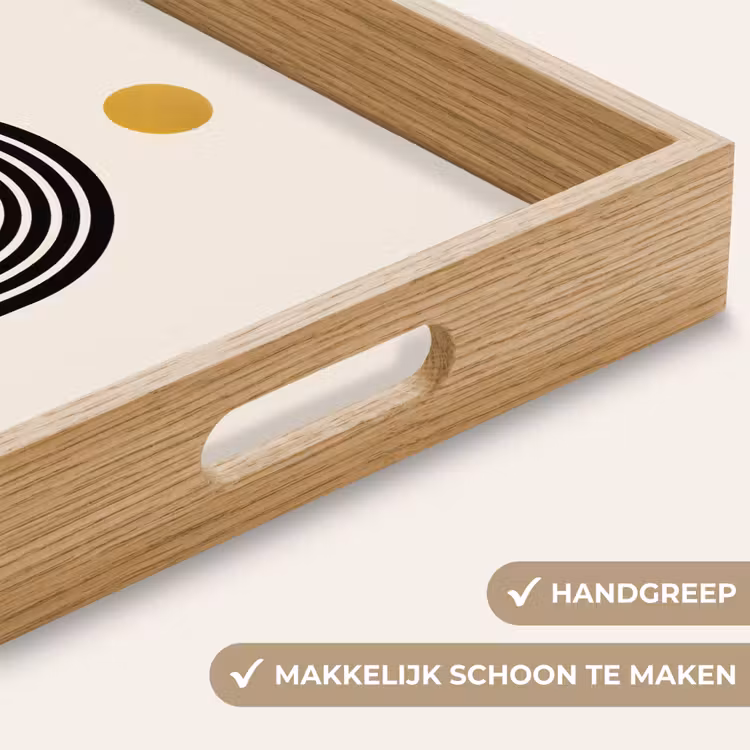 Dienblad - Minimalistisch - Zwarte boog - Gouden cirkel — 5