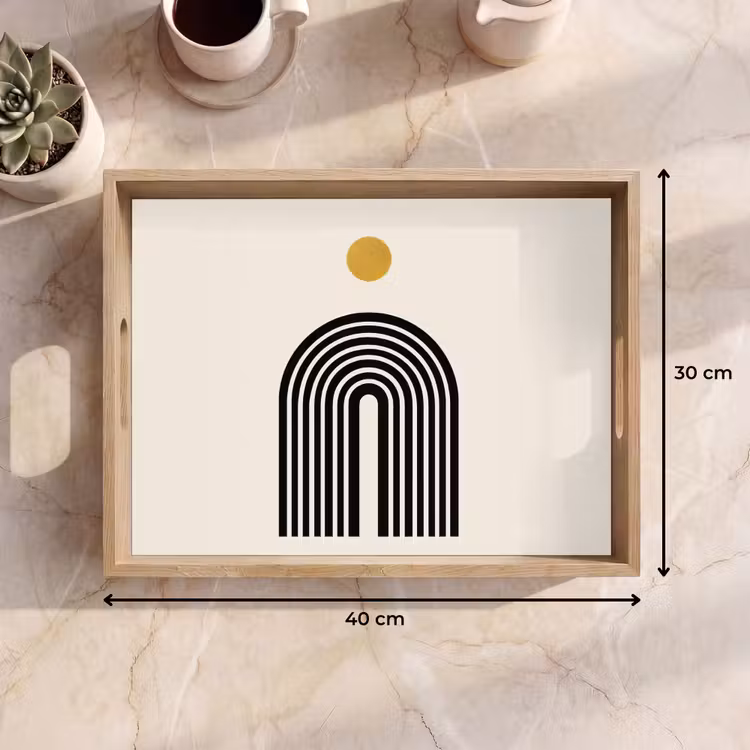 Dienblad - Minimalistisch - Zwarte boog - Gouden cirkel — 9