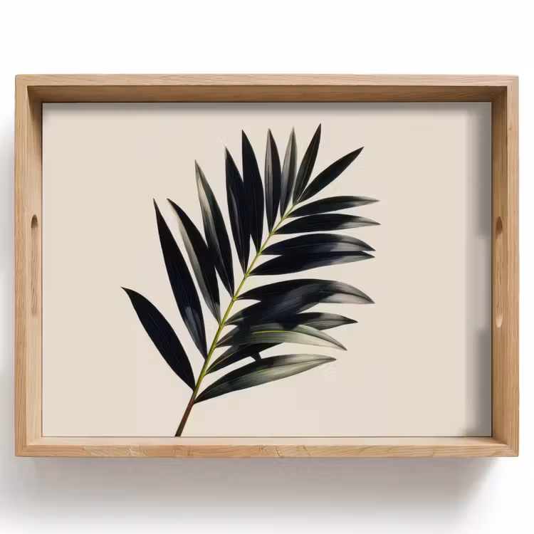 Dienblad - Palmblad - Subtiel - Groen - beige — 1