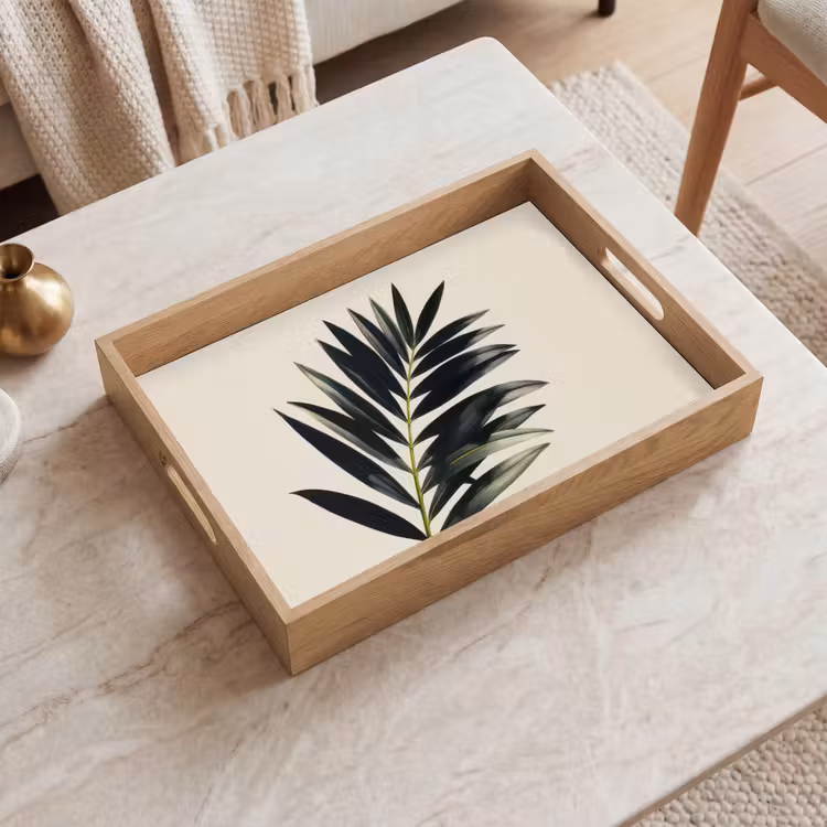 Dienblad - Palmblad - Subtiel - Groen - beige — 2