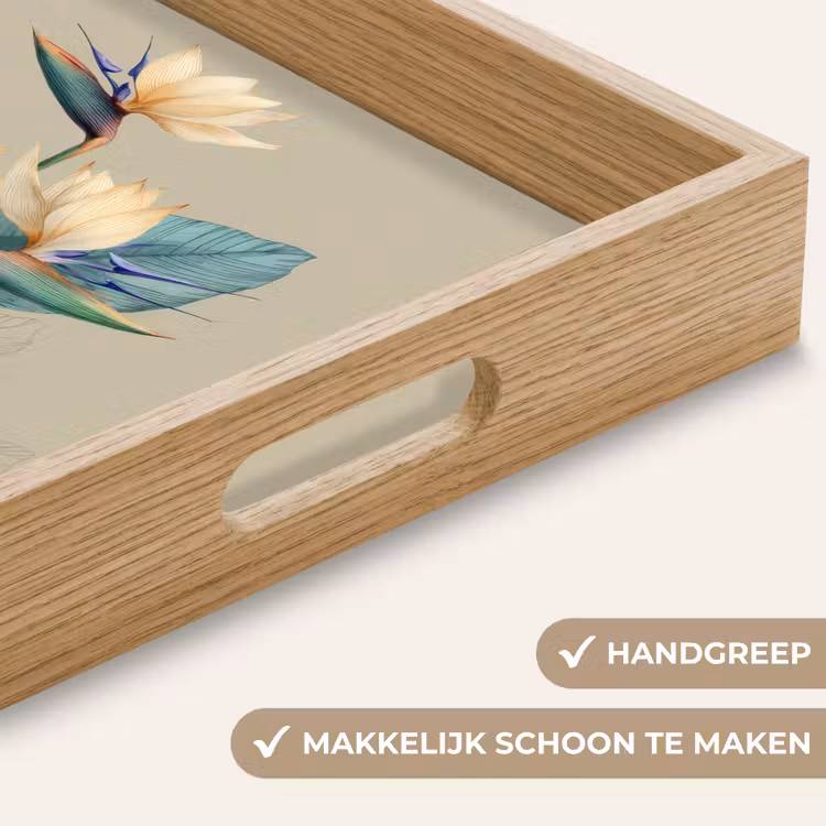 Dienblad - Paradijsvogelbloemen - Blauwgroene bladeren - Beige — 5