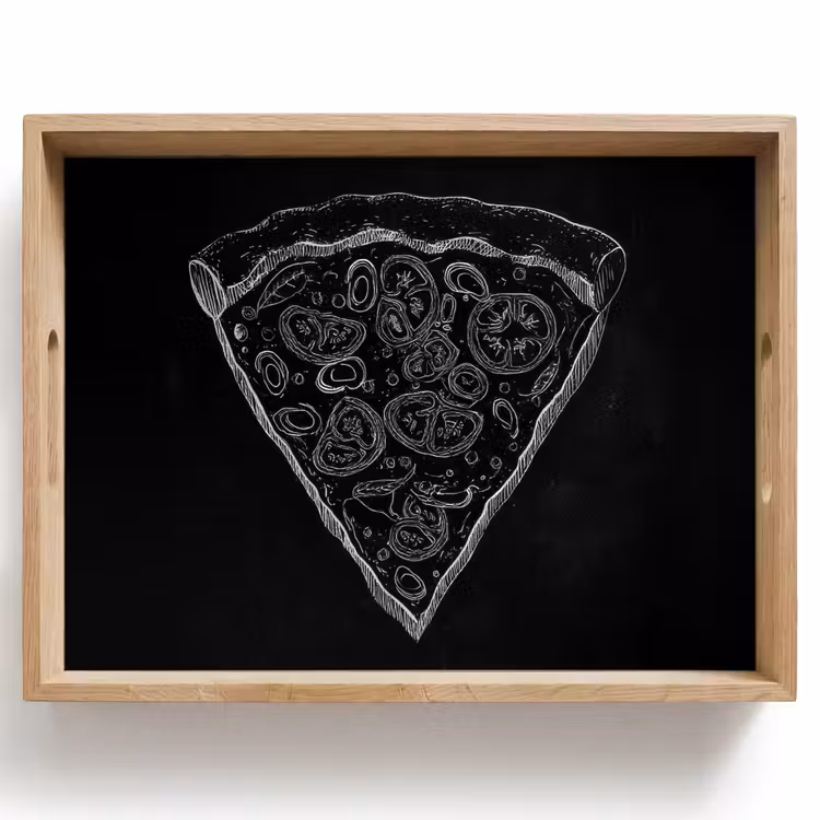 Dienblad - Pizzapunt - Toppings - Krijttekening — 1