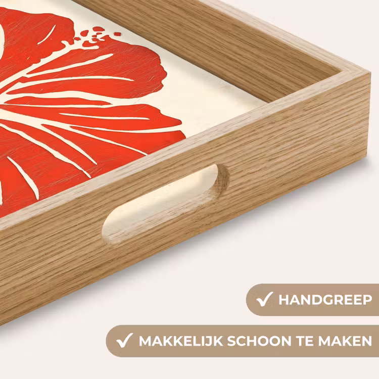 Dienblad - Rode hibiscusbloem - Textuur achtergrond - Beige — 5