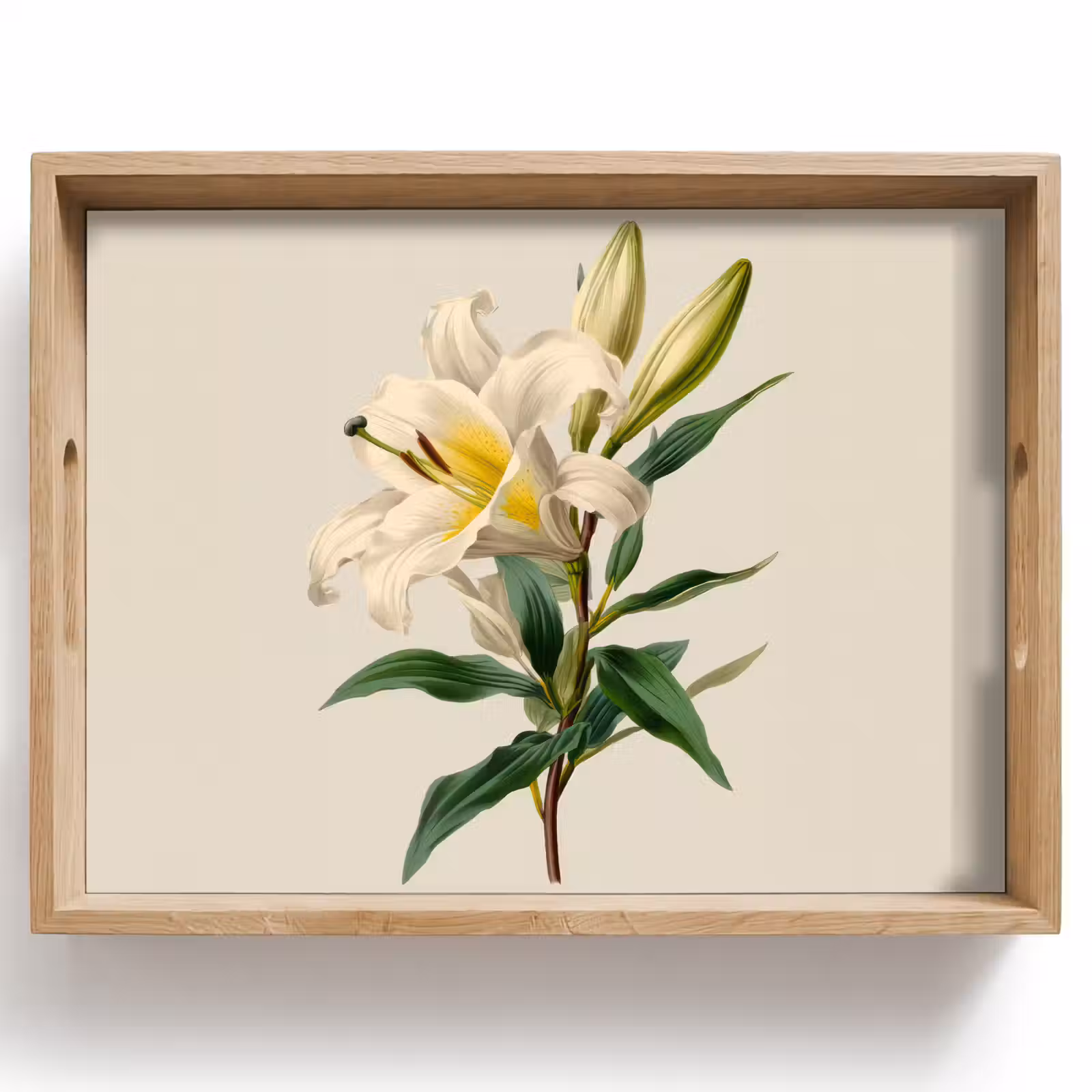Dienblad - Lelie - Elegant - Botanisch - Beige — 1