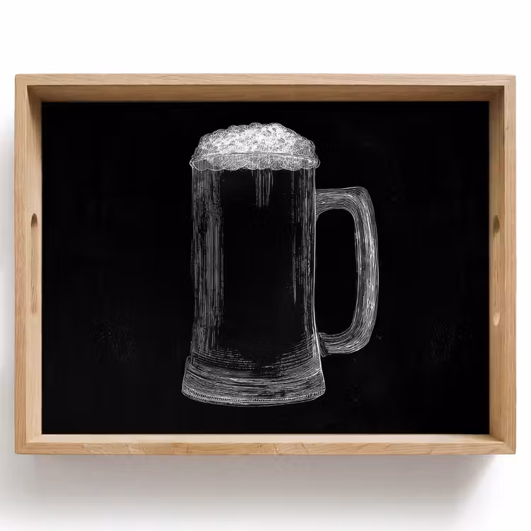 Dienblad - Bierpul - Schuim - Krijttekening — 1