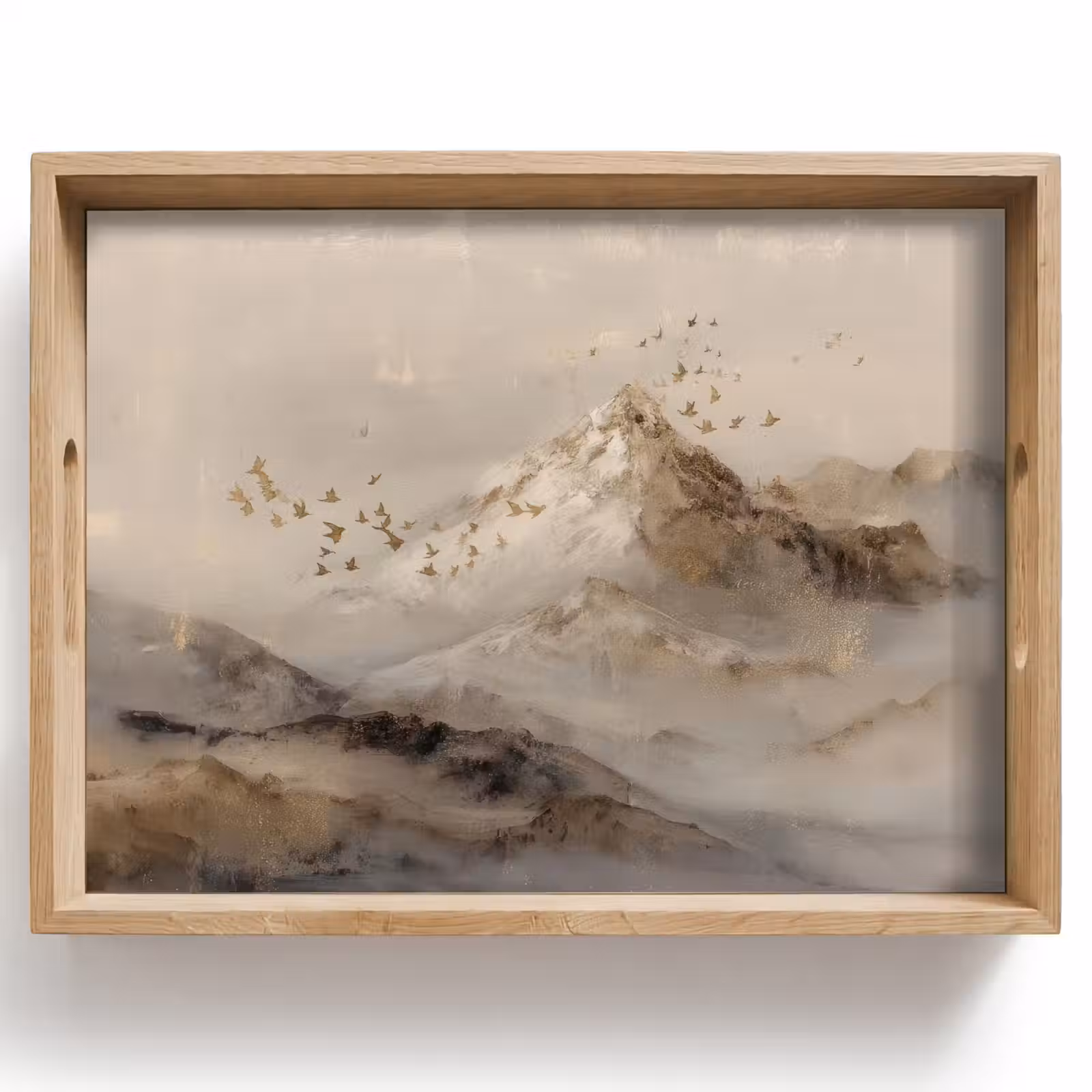 Dienblad - Berglandschap - Mist - Penseelstreken — 1