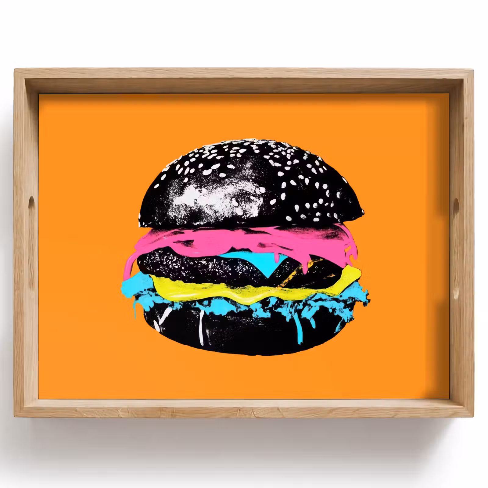 Dienblad - Hamburger - Oranje - Neon - popart — 1