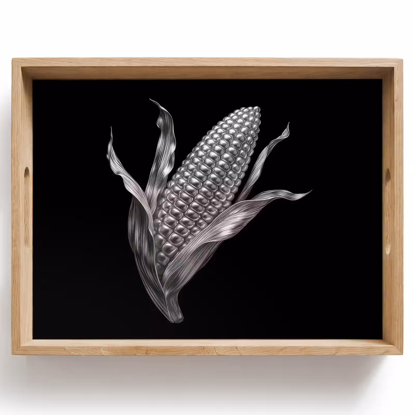 Dienblad - Maïskolf - Glanzend metaal - Elegant — 1