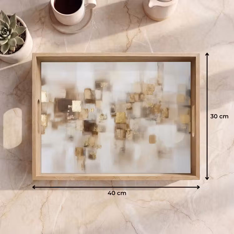 Dienblad - Abstracte vierkanten - Aardetonen - Mistig — 9