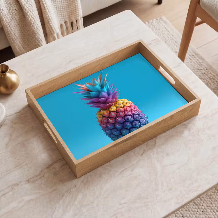 Dienblad - Ananas - Regenboog - Blauw - Popart — 2