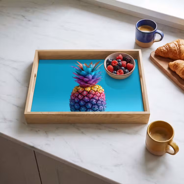 Dienblad - Ananas - Regenboog - Blauw - Popart — 4