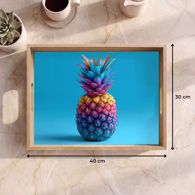 Dienblad - Ananas - Regenboog - Blauw - Popart — 9