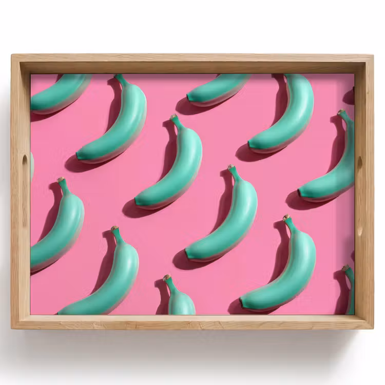 Dienblad - Bananen - Patroon - Blauw - Roze — 1