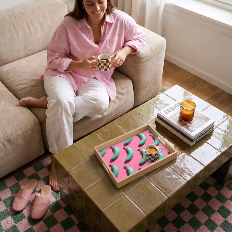Dienblad - Bananen - Patroon - Blauw - Roze — 6