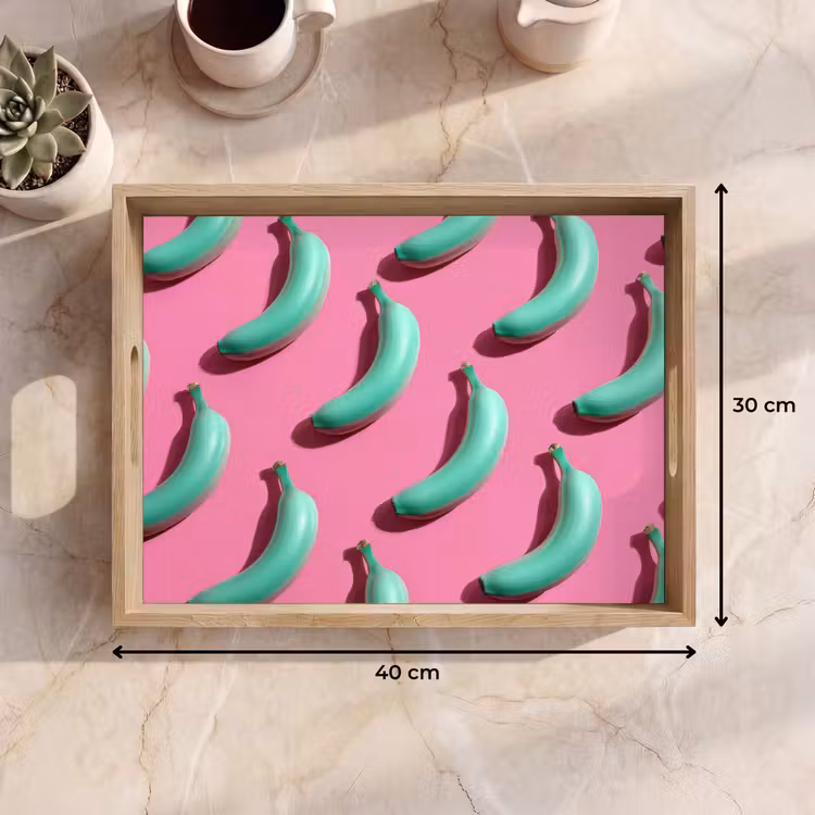 Dienblad - Bananen - Patroon - Blauw - Roze — 9