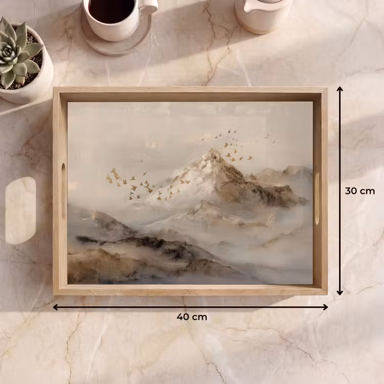 Dienblad - Berglandschap - Mist - Penseelstreken — 9