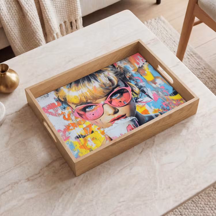 Dienblad - Expressief - Milkshake - Vrouw - Felle kleuren — 2